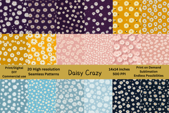 Download 20 Hi-Res Seamless Patterns Daisy Print - Daisy print Collection