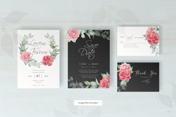 Download Watercolor Red Florals Wedding Template - Premium Bundle